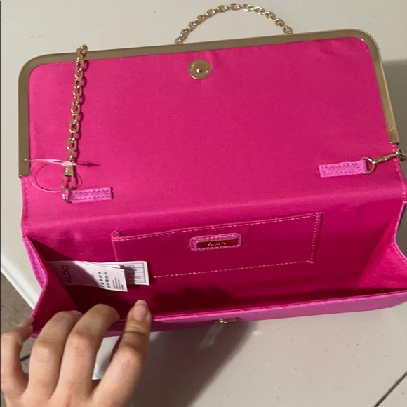 Bright pink crossbody long clutch - Picture 5 of 8
